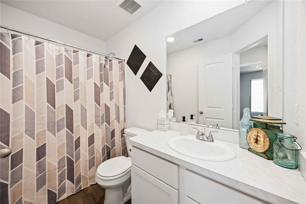 Bathroom, Interior, Recessed Lighting, Wood Texture Flooring