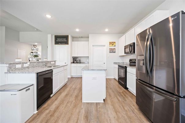 Interior, Kitchen, Recessed Lighting, Wood Texture Flooring
