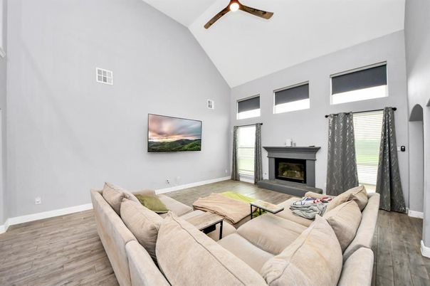 Fireplace, Interior, Living room, Wood Texture Flooring