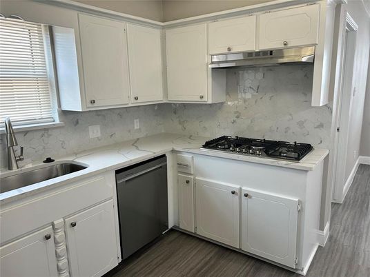 Interior, Kitchen, Marble Walls, Wood Texture Flooring