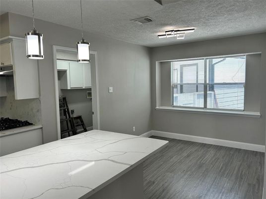 Interior, Kitchen, Pendant Lights, Wood Texture Flooring