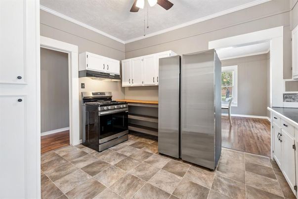 Interior, Kitchen, Stainless Steel Appliances, Wood Texture Flooring