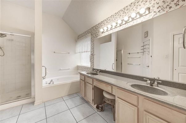 Bathroom, Dual Sink Vanities, Glass Shower, Interior
