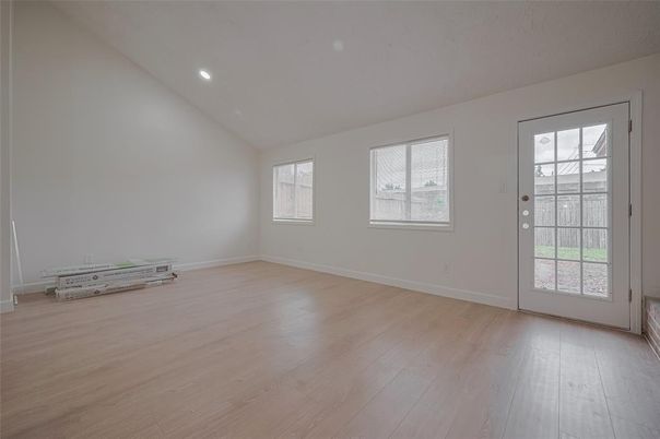 Empty room, Interior, Recessed Lighting, Wood Texture Flooring