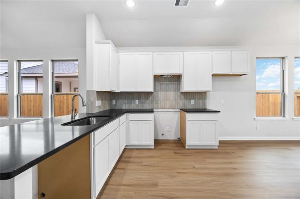 Interior, Kitchen, Recessed Lighting, Wood Texture Flooring
