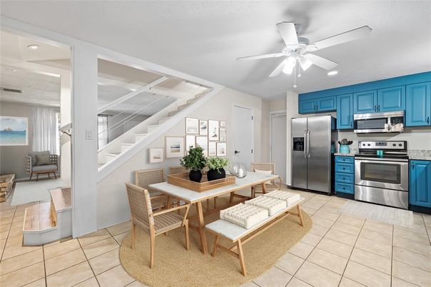 Dining room, Interior, Kitchen, Recessed Lighting, Stainless Steel Appliances