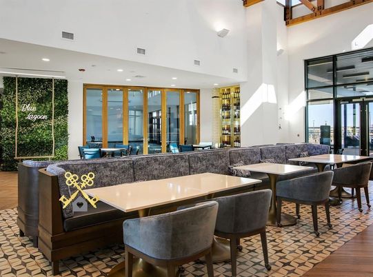 Dining room, Interior, Living room, Recessed Lighting, Wood Texture Flooring