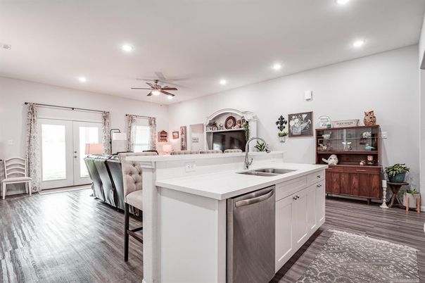 Interior, Kitchen, Recessed Lighting, Wood Texture Flooring