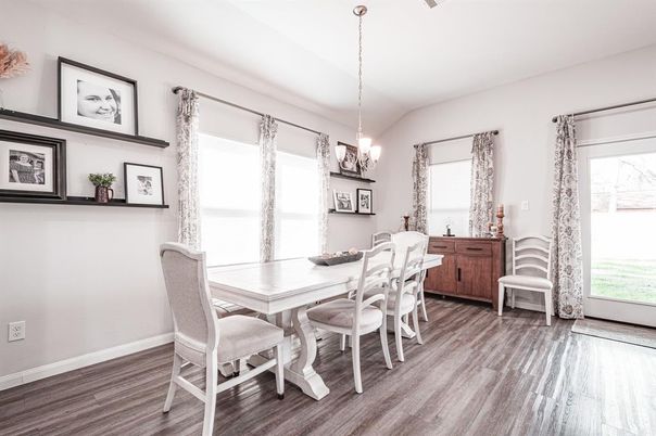 Chandelier, Dining room, Interior, Pendant Lights, Wood Texture Flooring