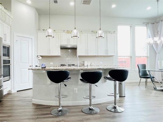 Interior, Kitchen, Pendant Lights, Recessed Lighting, Wood Texture Flooring