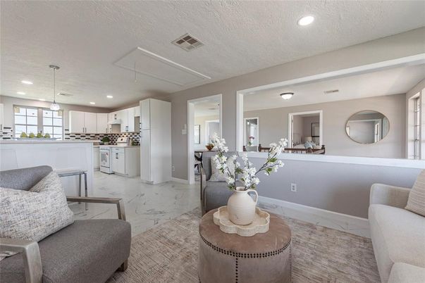 Interior, Kitchen, Marble, Pendant Lights, Recessed Lighting