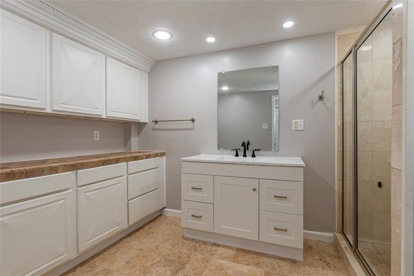 Bathroom, Glass Shower, Interior, Recessed Lighting