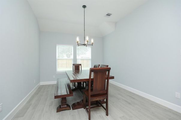 Chandelier, Dining room, Interior, Pendant Lights, Wood Texture Flooring