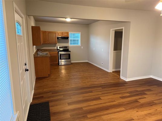 Interior, Kitchen, Stainless Steel Appliances, Wood Texture Flooring