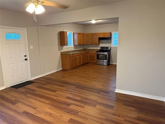 Interior, Kitchen, Stainless Steel Appliances, Wood Texture Flooring