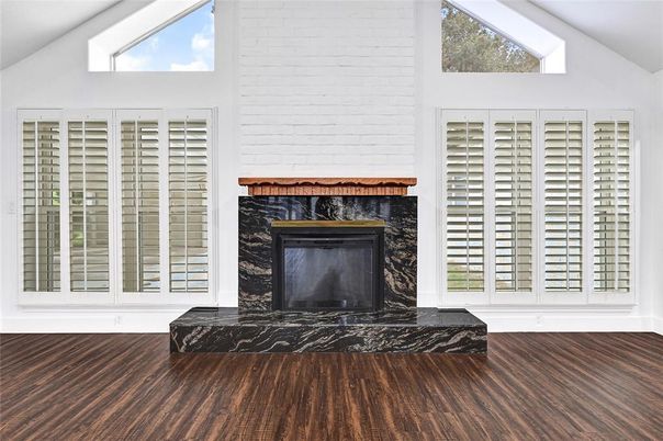 Fireplace, Interior, Wood Texture Flooring