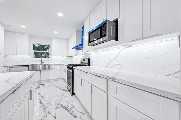 Interior, Kitchen, Marble, Marble Walls, Recessed Lighting
