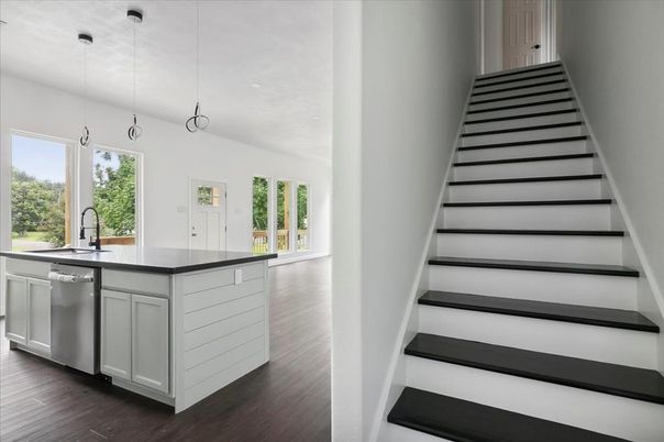 Interior, Kitchen, Pendant Lights, Wood Texture Flooring