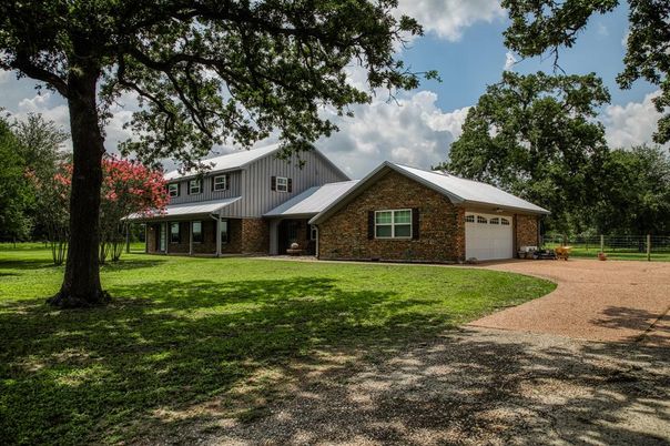 Attached, Backyard, Exterior, Facade, Brick Facade, Farmhouse