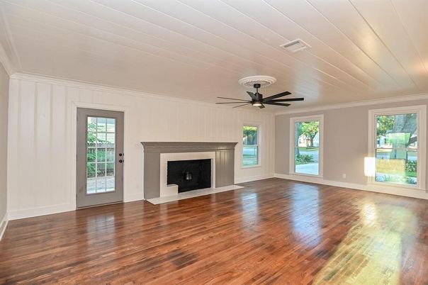 Empty room, Fireplace, Interior, Wood Texture Flooring