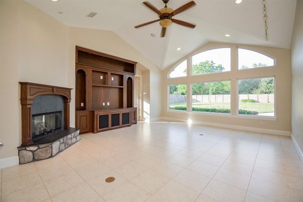 Empty room, Fireplace, Interior, Recessed Lighting