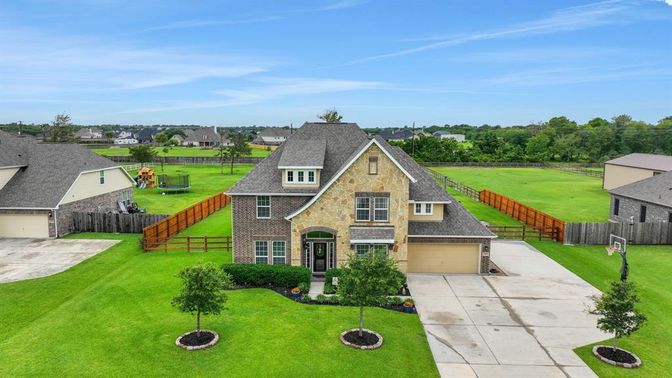 Attached, Backyard, Exterior, Facade, Brick Facade, French Provincial