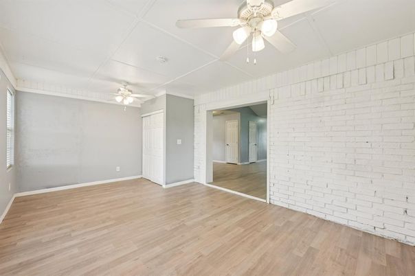 Empty room, Interior, Stone Walls, Wood Texture Flooring