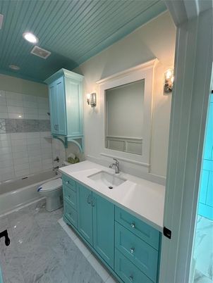 Bathroom, Dual Sink Vanities, Interior, Marble, Recessed Lighting