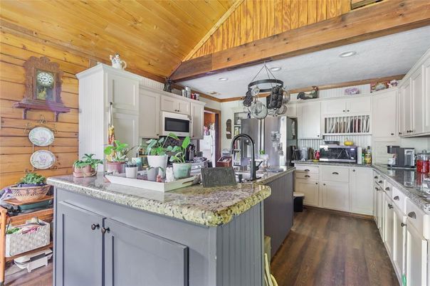 Interior, Kitchen, Recessed Lighting, Wooden Beams, Wooden Ceilings, Wood Texture Flooring