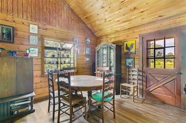 Dining room, Interior, Wooden Ceilings, Wood Texture Flooring, Wooden Walls