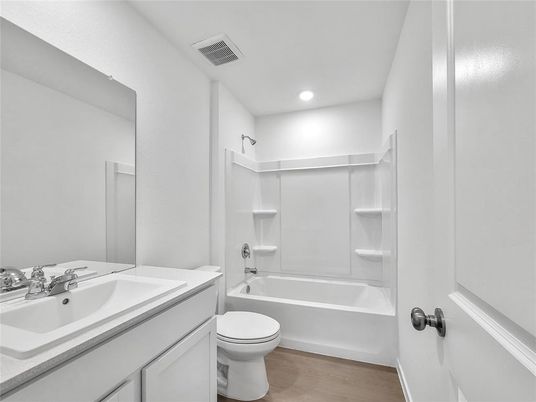 Bathroom, Interior, Recessed Lighting, Wood Texture Flooring