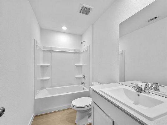 Bathroom, Interior, Recessed Lighting, Wood Texture Flooring