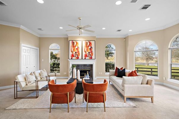 Fireplace, Interior, Living room, Recessed Lighting