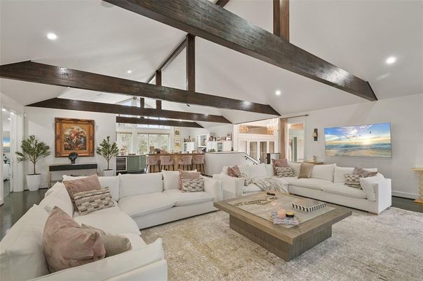 Interior, Living room, Recessed Lighting, Wooden Beams