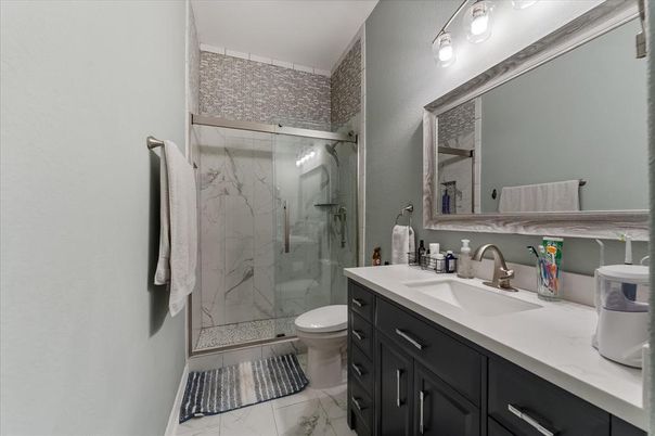 Bathroom, Glass Shower, Interior, Marble, Marble Walls