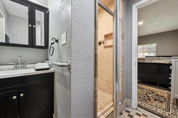 Bathroom, Glass Shower, Interior, Recessed Lighting