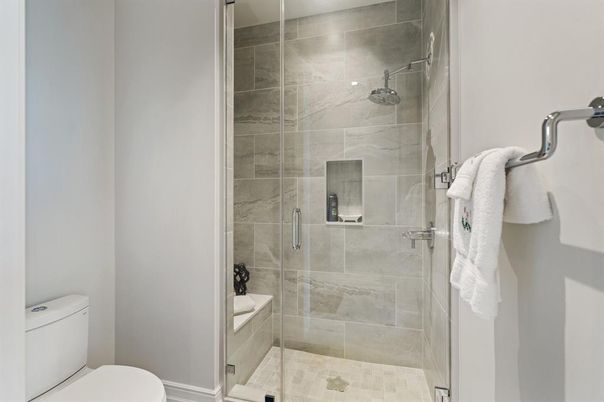 Bathroom, Glass Shower, Interior, Marble Walls