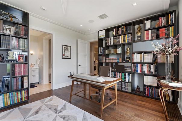 Home Office, Interior, Recessed Lighting, Wood Texture Flooring