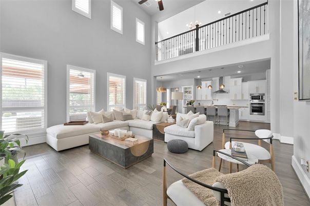 Interior, Kitchen, Living room, Pendant Lights, Recessed Lighting, Stainless Steel Appliances, Wood Texture Flooring