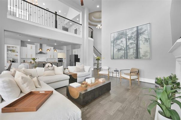 Dining room, Interior, Kitchen, Living room, Pendant Lights, Recessed Lighting, Wood Texture Flooring
