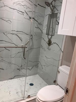 Bathroom, Glass Shower, Interior, Marble Walls