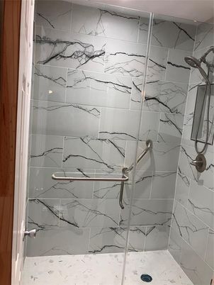 Bathroom, Glass Shower, Interior, Marble Walls