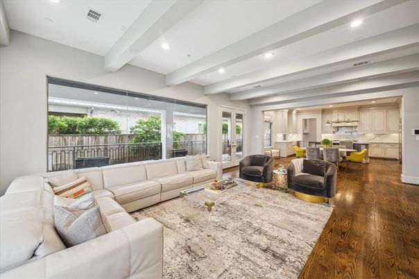 Dining room, Interior, Kitchen, Living room, Pendant Lights, Recessed Lighting, Wood Texture Flooring