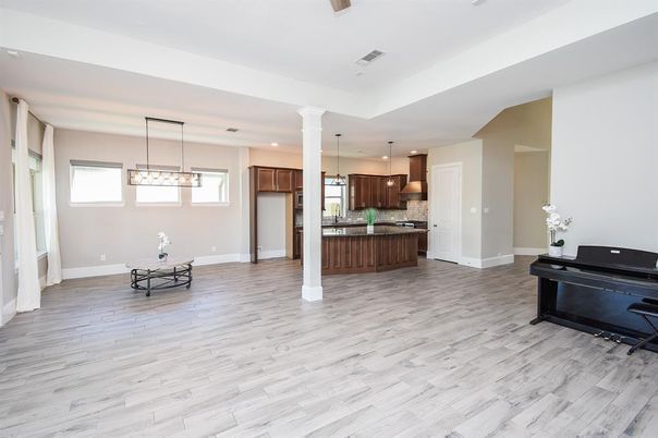Interior, Kitchen, Pendant Lights, Recessed Lighting, Wood Texture Flooring