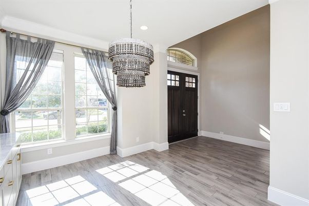 Chandelier, Interior, Recessed Lighting, Wood Texture Flooring
