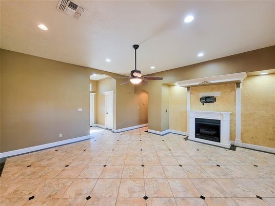 Empty room, Fireplace, Interior, Recessed Lighting