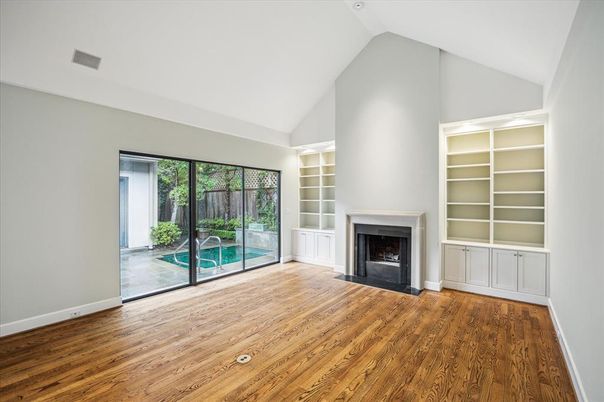 Empty room, Fireplace, Interior, Wood Texture Flooring