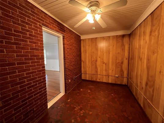 Empty room, Interior, Stone Walls, Wood Texture Flooring, Wooden Walls