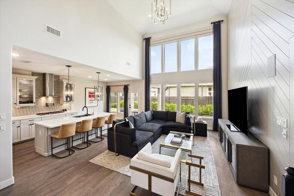 Interior, Kitchen, Living room, Pendant Lights, Recessed Lighting, Wood Texture Flooring