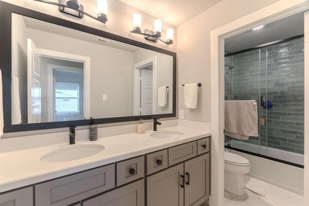 Bathroom, Dual Sink Vanities, Glass Shower, Interior